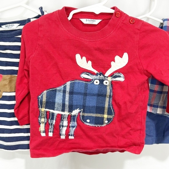 BABY Boden Appliqué t-Shirt, Plaid Pajamas Bundle, Moose, Dog Striped 6-12 Month - Picture 3 of 12
